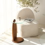 Hanah Home Mesa Auxiliar Castaño y Transparente de Cristal Templado y Madera Maciza 35x53x35 cm